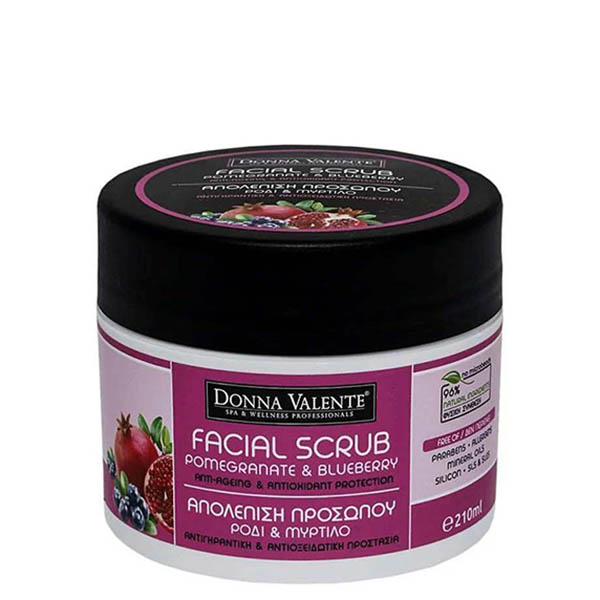 Donna Valente Pomegranate & Blueberry Exfoliating Facial Scrub 210gr