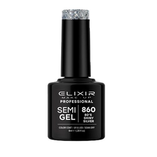 Elixir Semi Gel Ημιμόνιμο Βερνίκι 860 80’s Shiny Silver 8ml