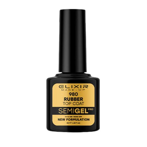 Elixir Semi Gel Ημιμόνιμο Βερνίκι 980 Rubber Top Coat – No Wipe 8ml